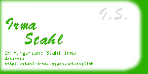 irma stahl business card